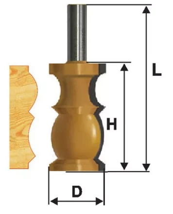 Фреза кромочная фигурная Ф318Х572 мм хвостовик 12 мм 46420 купить в Когалыме