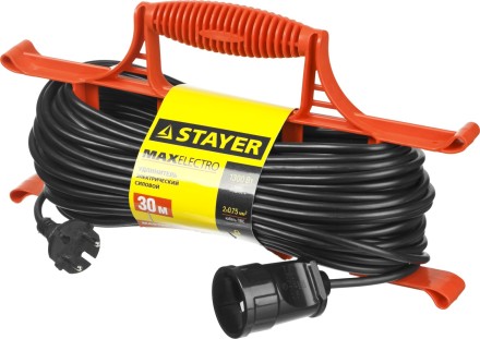 Удлинитель электрический &quot;MAXElectro&quot; на рамке, 30 м, 1 гнездо, STAYER 55018-30 купить в Когалыме