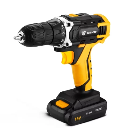 Дрель аккумуляторная DEKO DKCD16FU-Li + набор 63 инструментов в кейсе, 063-4099 купить в Когалыме