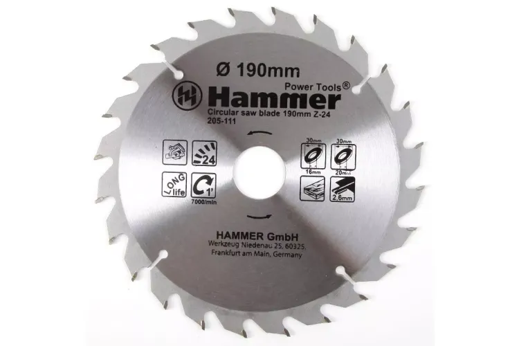 Диск пильный твердосплавный HAMMER Ф190х30мм 24зуб. купить в Когалыме