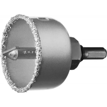 Коронка-чашка ЗУБР "ПРОФЕССИОНАЛ" c карбид-вольфрамовым нанесением, 51 мм, высота 25 мм, в сборе с державкой и сверлом 33360-051_z01 купить в Когалыме