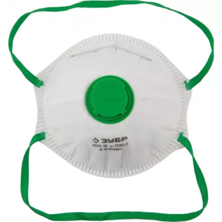 Полумаска фильтрующая ЗУБР "МАСТЕР" коническая, с клапаном, многослойная, класс защиты FFP2 11163-2 купить в Когалыме