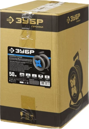 Удлинитель ЗУБР "ПРОФИ" на металл катушке, КГ 3х1,5кв мм, морозостойкий, 4 гнезда, IP44, макс мощность 3500Вт, 50м 55085-50 купить в Когалыме