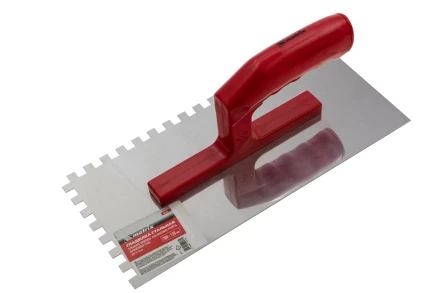 Гладилка из нержавеющей стали, 280 х 130 мм, зеркальная полировка, пластмассовая ручка, зуб 8 х 8 мм Matrix 86782 купить в Когалыме