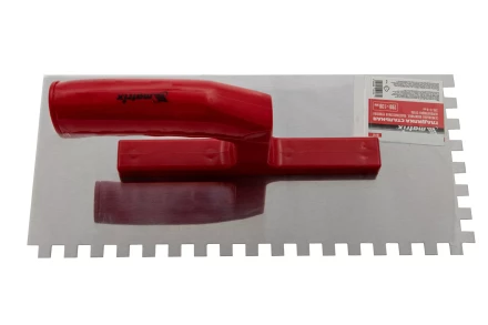 Гладилка из нержавеющей стали, 280 х 130 мм, зеркальная полировка, пластмассовая ручка, зуб 8 х 8 мм Matrix 86782 купить в Когалыме