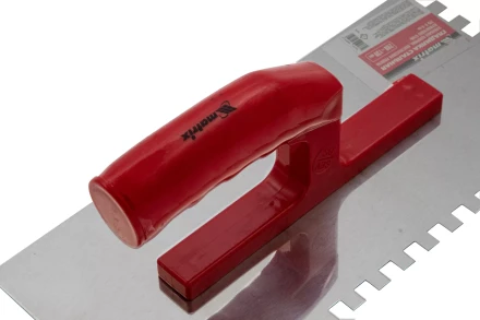 Гладилка из нержавеющей стали, 280 х 130 мм, зеркальная полировка, пластмассовая ручка, зуб 8 х 8 мм Matrix 86782 купить в Когалыме