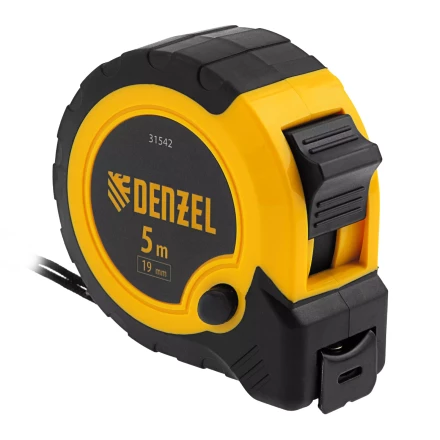 Рулетка Denzel 5м х 19мм, двухкомп. корпус, кнопка-пауза, 31542 купить в Когалыме