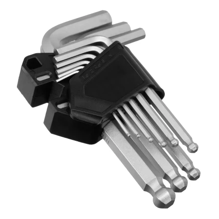 Набор ключей имбусовых, HEX, 1,5-10 мм, CrV, 9 шт., с шаром Сибртех 123627 купить в Когалыме