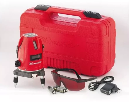 Уровень лазерный самовыравнивающийся. набор в пластиковом кейсе  MATRIX 35035 купить в Когалыме