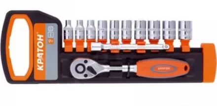 Набор торцевых головок  1/2" 10-24мм с трещеточным ключом 12 предметов  Кратон 2 28 08 016 купить в Когалыме