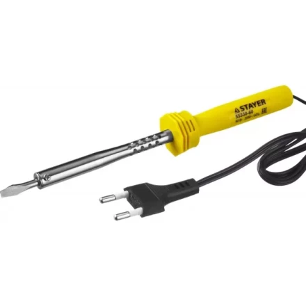 Паяльник STAYER "STANDARD" с пластмассовой рукояткой и долговечным жалом, 60 Вт, клин 55330-60 купить в Когалыме