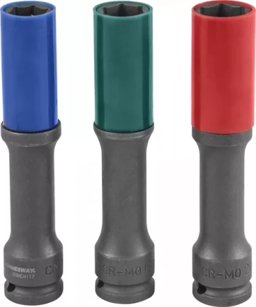 Набор головок торцевых ударных тонкостенных для дисков 1/2"DR 17-19-21мм Jonnesway S18AD4103S 48851 купить в Когалыме