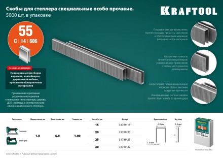 Скобы тип 18GA (55 / 90 / C) 5000 шт 31789-25 купить в Когалыме