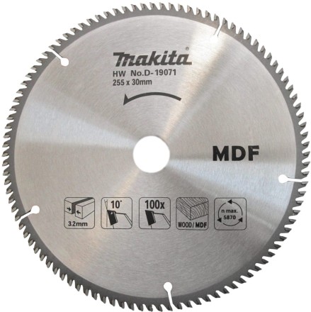 Диск пильный для резки дерева и MDF Makita D-19071, 255x30х2.4 мм; 100 зубьев купить в Когалыме