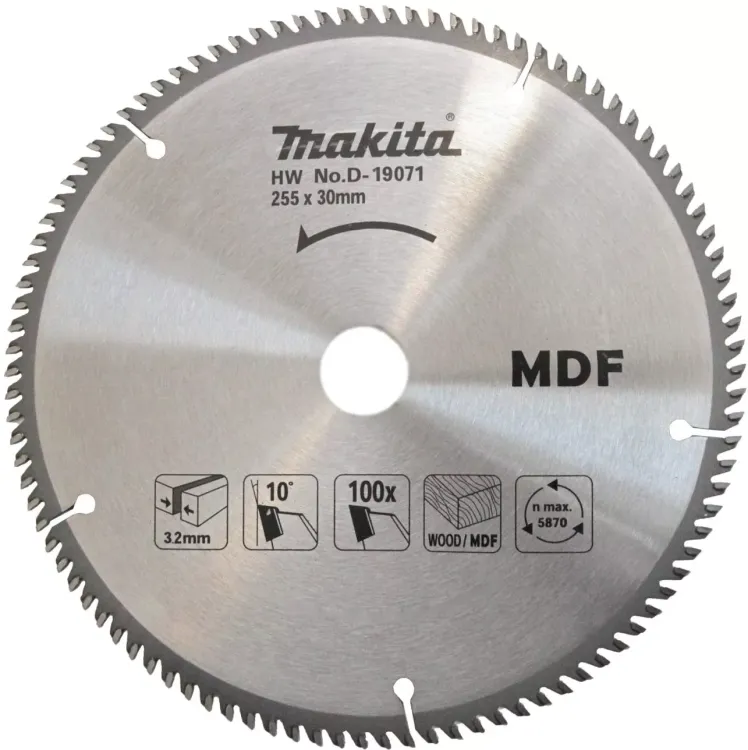 Диск пильный для резки дерева и MDF Makita D-19071, 255x30х2.4 мм; 100 зубьев купить в Когалыме