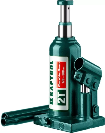 Домкрат гидравлический бутылочный "Double Ram", сварной, телескопический, 2т, 170-380мм, KRAFTOOL 43463-2 43463-2 купить в Когалыме