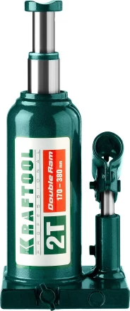 Домкрат гидравлический бутылочный "Double Ram", сварной, телескопический, 2т, 170-380мм, KRAFTOOL 43463-2 43463-2 купить в Когалыме