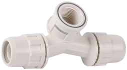 Штуцер с гайкой ЗУБР ШиреФит - внутренняя резьба - штуцер с гайкой 16 мм - 1/2? - 16 мм переходной тройник со смещением 51504-16-1/2-16