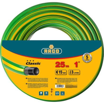 Шланг RACO &quot;CLASSIC&quot; поливочный, 15атм., армированный, 3-х слойный, 1&quot;х25м 40306-1-25 купить в Когалыме