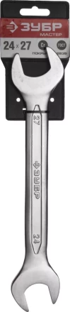 Ключ ЗУБР "МАСТЕР" гаечный рожковый, Cr-V сталь, хромированный, 24х27мм 27010-24-27 купить в Когалыме