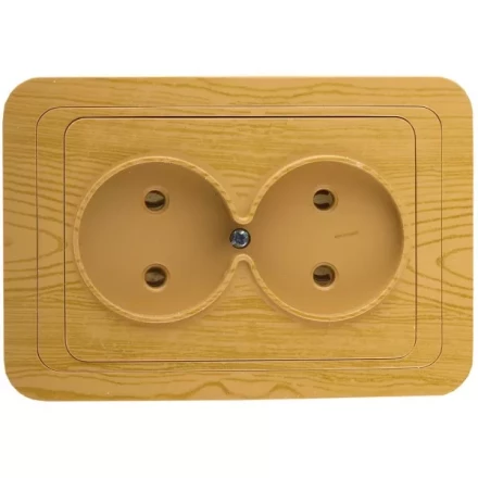 Розетка СВЕТОЗАР "ГАММА" без заземления, двойная, цвет ольха,16А/~250В SV-54102-A купить в Когалыме