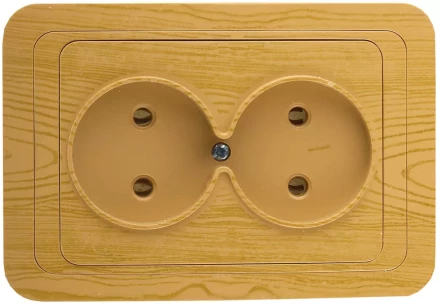 Розетка СВЕТОЗАР "ГАММА" без заземления, двойная, цвет ольха,16А/~250В SV-54102-A купить в Когалыме