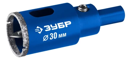 ЗУБР АГК d 30 мм (центр. сверло, трехгр. хвост, Р60), Алмазная коронка, Профессионал (29850-30) купить в Когалыме