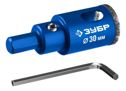 ЗУБР АГК d 30 мм (центр. сверло, трехгр. хвост, Р60), Алмазная коронка, Профессионал (29850-30) купить в Когалыме