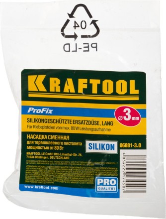 Насадка сменная KRAFTOOL &quot;PRO&quot; для клеевых (термоклеящих) пистолетов, удлиненная насадка с силиконовой защитой, d=3мм 06881-3.0 купить в Когалыме