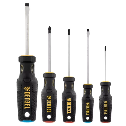 Набор отверток, 5 пр., CrV, трехкомпонентная рукоятка Denzel 12215 купить в Когалыме