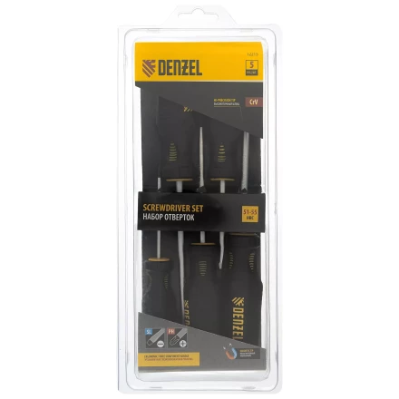 Набор отверток, 5 пр., CrV, трехкомпонентная рукоятка Denzel 12215 купить в Когалыме