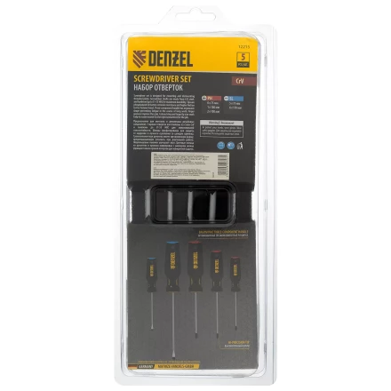Набор отверток, 5 пр., CrV, трехкомпонентная рукоятка Denzel 12215 купить в Когалыме