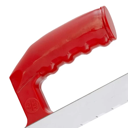 Гладилка из нержавеющей стали, 280 х 130 мм, зеркальная полировка, пластмассовая ручка, зуб 10 х 10 мм Matrix 86783 купить в Когалыме