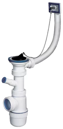 Сифон ЗУБР "ЭКСПЕРТ" колбовый для моек и раковин, выпуск - нержавеющая чашка, перелив, отвод для стиральной машины 51819 купить в Когалыме