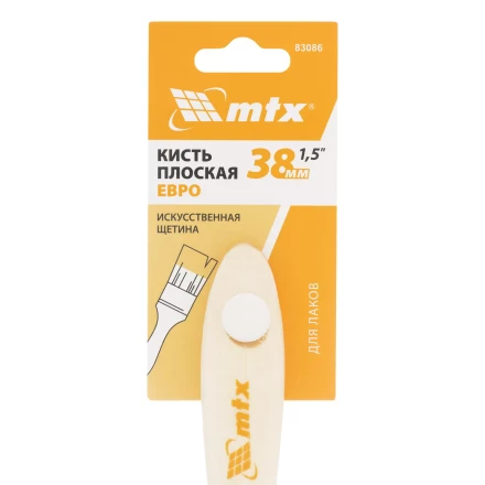 Кисть плоская для лаков "Евро" 1.5", искусственная щетина, деревянная ручка MTX 83086 купить в Когалыме