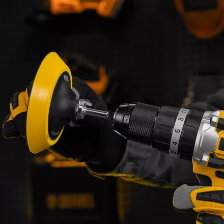 Тарелка опорная для дрели и УШМ с липучкой, 115 мм, мягкая, с адаптером c М14 на d8 Denzel 76247 купить в Когалыме