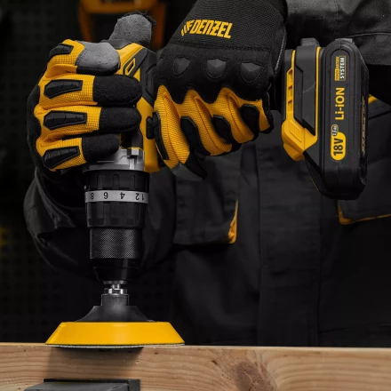 Тарелка опорная для дрели и УШМ с липучкой, 115 мм, мягкая, с адаптером c М14 на d8 Denzel 76247 купить в Когалыме