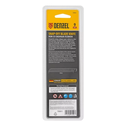 Нож Denzel, 9 мм, сменное лезвие, SK4, алюминиевый корпус, торцевой зажим, 78901 купить в Когалыме