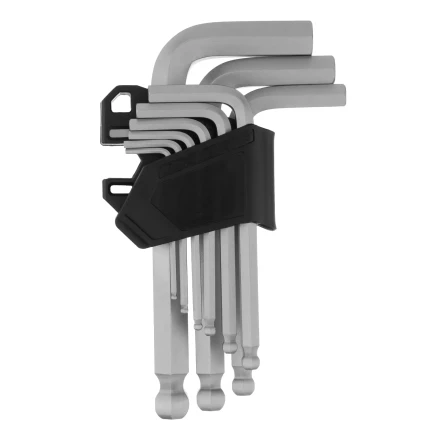 Набор ключей имбусовых, HEX, 2-12 мм, CrV, 9 шт., с шаром Сибртех 123637 купить в Когалыме