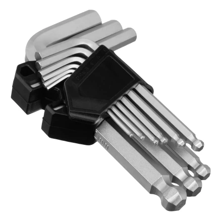 Набор ключей имбусовых, HEX, 2-12 мм, CrV, 9 шт., с шаром Сибртех 123637 купить в Когалыме