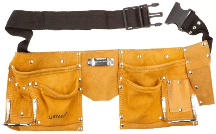 Пояс STAYER "MASTER" для инструментов, кожаный, 10 карманов, 2 скобы 38510 купить в Когалыме