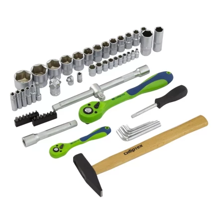 Набор инструментов 76 предметов CrV, 1/2", 1/4" Сибртех 13528 купить в Когалыме
