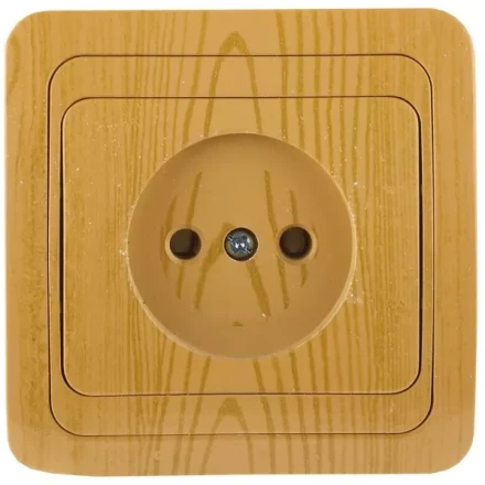 Розетка СВЕТОЗАР "ГАММА" без заземления, одинарная, цвет ольха, 16А/~250В SV-54100-A купить в Когалыме