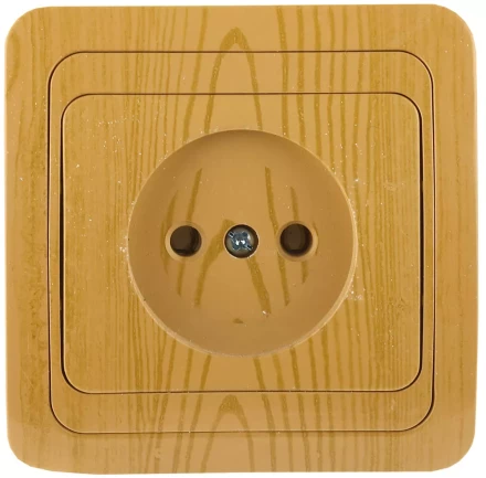 Розетка СВЕТОЗАР "ГАММА" без заземления, одинарная, цвет ольха, 16А/~250В SV-54100-A купить в Когалыме