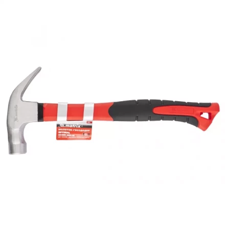 Молоток-гвоздодер ''optimal'' 450 г боек c магнитом фибергласовая обрезиненная рукоятка MATRIX 10454 купить в Когалыме