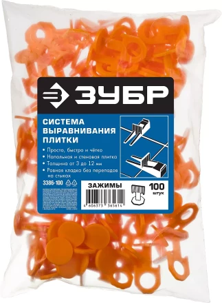 ЗУБР СВП, 1,7 мм, зажим, 100 шт, система выравнивания плитки (3386-100) купить в Когалыме