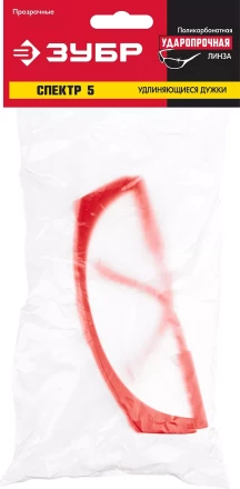 ЗУБР СПЕКТР 5, открытого типа, прозрачные, моностекло с дополнительной боковой защитой, защитные очки (110328) купить в Когалыме