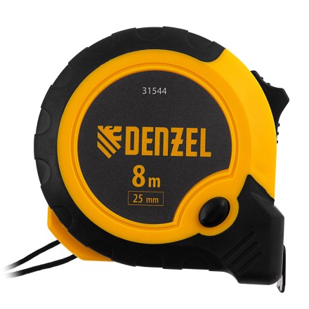 Рулетка Denzel 8м х 25мм, двухкомп. корпус, кнопка-пауза, 31544 купить в Когалыме