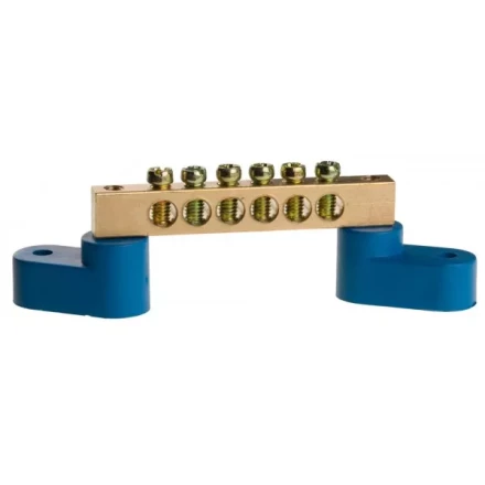 Шина СВЕТОЗАР нулевая на 2-х угловых изоляторах, поворотная,макс. ток 100А, 5,2мм, 6 полюсов 49809-06 купить в Когалыме