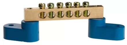 Шина СВЕТОЗАР нулевая на 2-х угловых изоляторах, поворотная,макс. ток 100А, 5,2мм, 6 полюсов 49809-06 купить в Когалыме